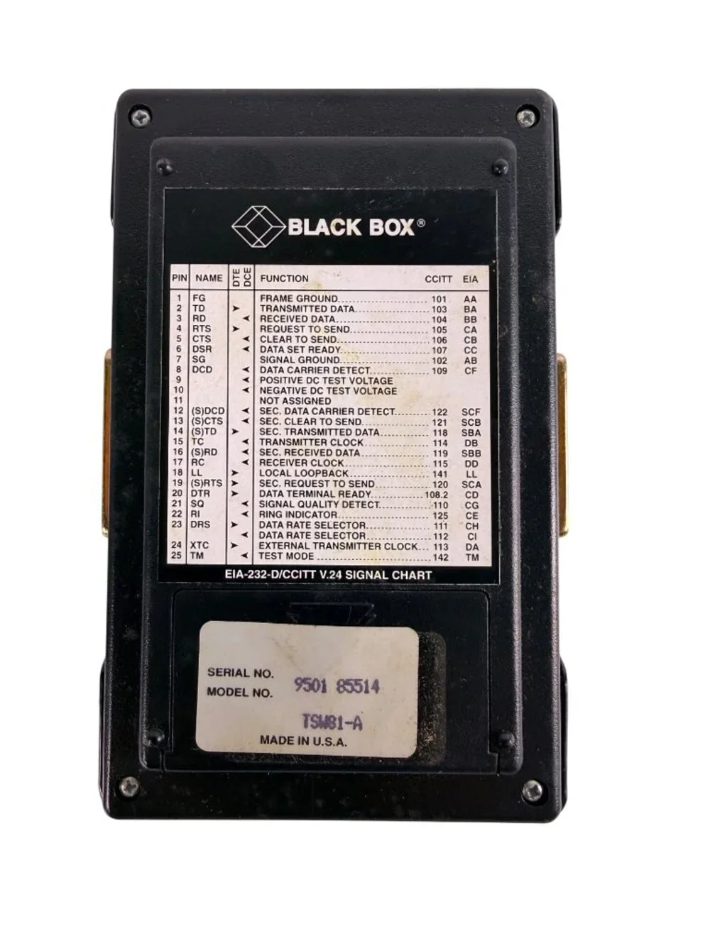 Black Box RS-232 Breakout Box Tester EIA-232 CCITT‎ V.24 TSW81-A